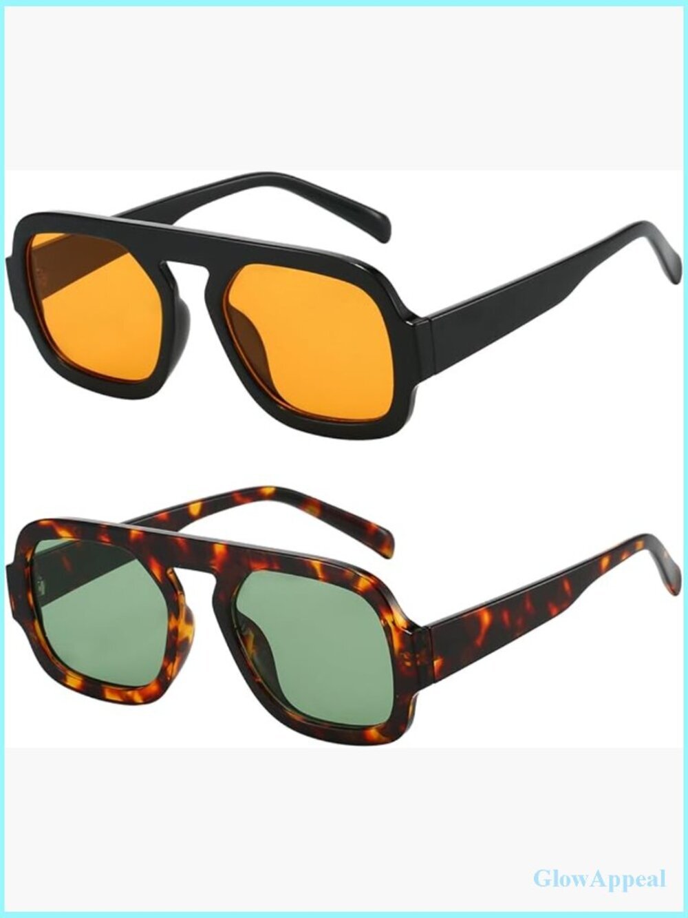 Square Aviator UV400 Sunglasses Flat Top Designer Vintage Shades